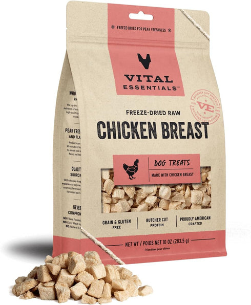 Vital Essentials Freeze Dried Raw Single Ingredient Dog Treats - Chicken Breast, 10 oz