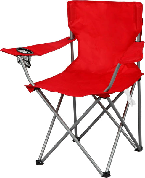 Generic Quad Folding Camp Chair with Cup Holder, Bright Red