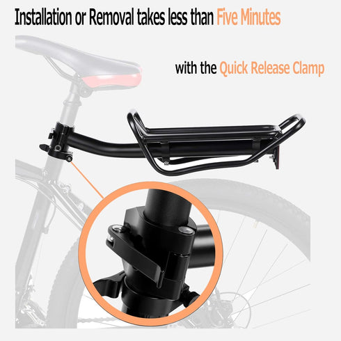 Rear Bike Rack with Quick Release Camp - Retractable Aluminum Alloy Bicycle Cargo Rack for 26"-29" Frames