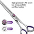 Fenice Peak 7'' Straight Dog Grooming Scissors - Purple Finger Rings, 440C Stainless Steel Pet Trimming Shears