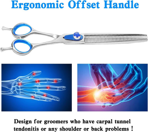8'' Thinning Shears for Dogs, Professional Grooming Shears, Japan 440C Stainless Steel, Sharp Heavy Duty Blending