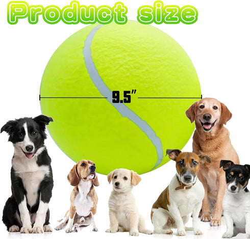Giant 9.5" Dog Tennis Ball, Large Pet Toys for Small Medium Large Dogs with Inflating Needles