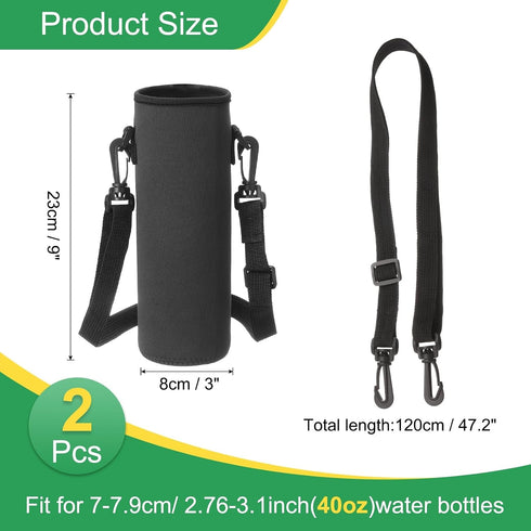 2pcs 40 oz uxcell Neoprene Water Bottle Sleeve with Strap, Insulated Water Glass Bottle Carrier Bag Collapsible Drink