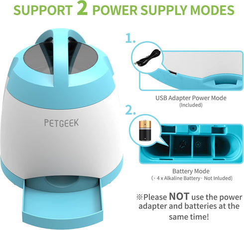 PETGEEK Dog Treat Dispenser with Button, Automatic Dog Feeder with Remote Control and Dual Power Supply, Dogs Puzzle
