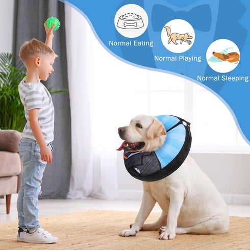 SCENEREAL Dog Cone Alternative, Soft Recovery Donut Collar for Medium Large Dogs, Inflatable Adjustable E-Collars