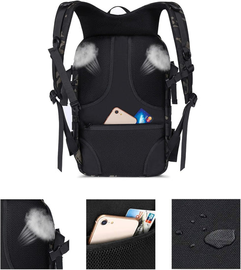 MOSISO 30L Tactical Backpack, Military Daypack with USA Flag Patch & USB Charging Port, Night Camouflage