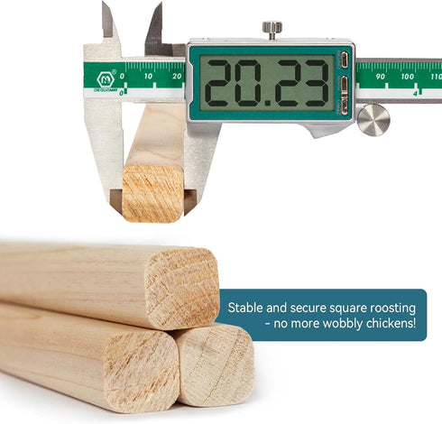 PETSFIT Chick Roosting Bar: Solid Wooden Thicken Rooster Perch for Coop and Brooder, Prevent Rotation Design for Birds