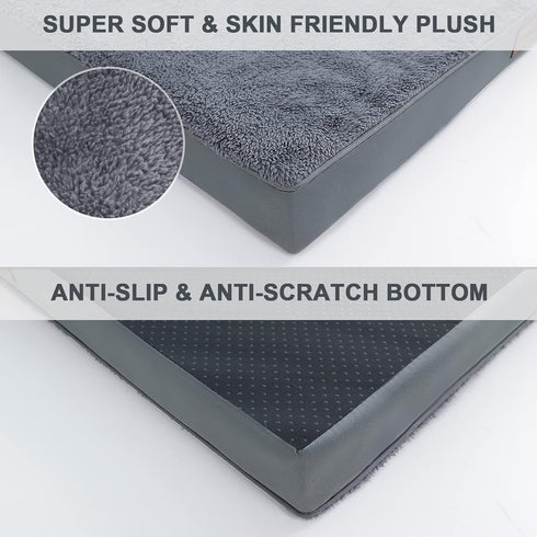 MIHIKK Extra Large Waterproof Dog Bed - Orthopedic Dog Bed for Crate, Removable Washable Cover, 48x30 Inch, Grey