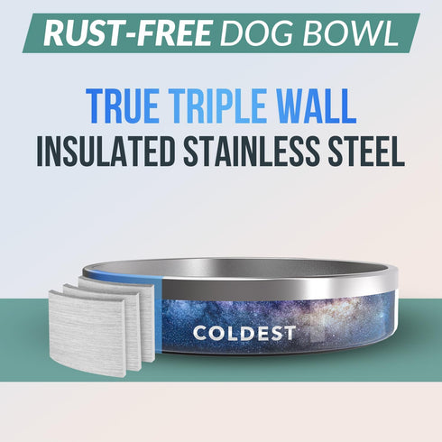 Coldest Dog Bowl - Large 21 oz Anti Rust Metal & Non Slip Heavy Duty Insulated Bowl for Dogs, Cats & Pets