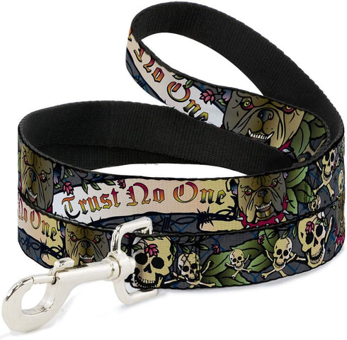 Buckle-Down Pet Leash - Trust No One Gray - 4 Feet Long, 1" Wide