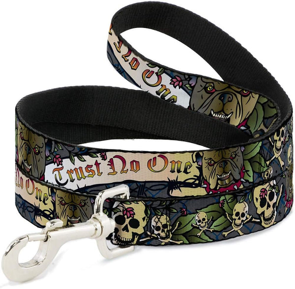 Buckle-Down Pet Leash - Trust No One Gray - 4 Feet Long, 1" Wide