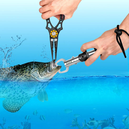 ZACX Fish Lip Gripper Pliers - Upgraded Multi-Function Hook Remover and Split Ring Pliers for Fishing Gear