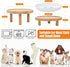 Shallow Elevated Cat Bowls, 5.9 Inch Wide Raised Ceramic Dishes with Bamboo Stand, Whisker Friendly Feeding Station,