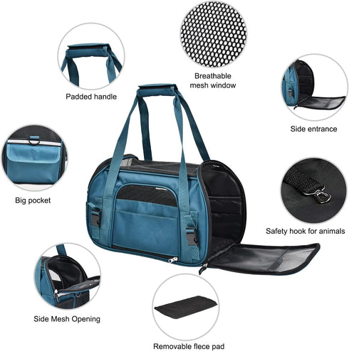 19" 10" 13" JESPET Soft-Sided Kennel Pet Carrier for Small Dogs, Cats, Puppy, Airline Approved Cat Carriers Dog Carrier