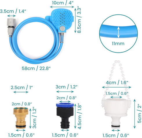 Dog Bath Hose Sprayer and Scrubber Attachment - Indoor/Outdoor Pet Bathing, Grooming and Washing - Pet Shower Brush with Garden Nozzle by BELLE VOUS