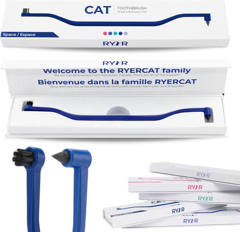 RYERCAT Space Dual Sided Cat Toothbrush - Only 8mm Wide to fit