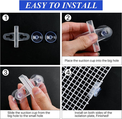 8 Pcs Aquarium Fish Tank Divider, Plastic Egg Crate Isolation Board with 10 Pcs Suction Cups, 11.8 × 11.8 in