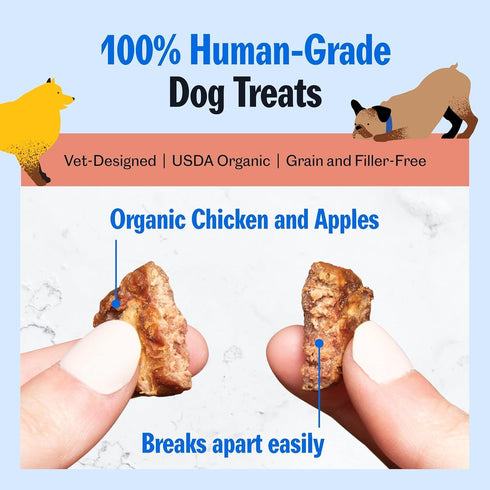 PetPlate Chicken Apple Sausage Bites, Human Grade Dog Treats, All Life Stages, Grain-Free, High Protein, 4.5 Ounce