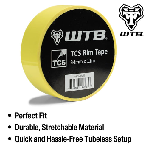 WTB Tubeless Bicycle Rim Tape, 34mm x 11m, Easy Tubeless Setup & Airtight Seal