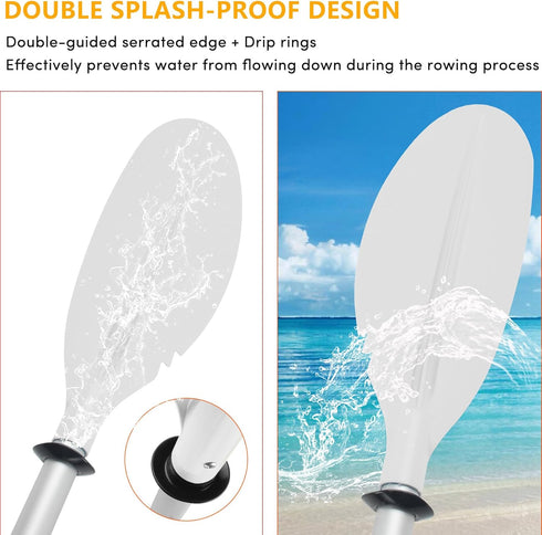Kayak Paddle - 88in 4 Pieces Heavy Duty Aluminum Alloy Boat Oars, Adjustable Fishing Kayak Paddle
