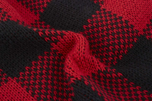 Red Dog Sweater, British Plaid Knitted Xmas Holiday Turtleneck for Large Dogs, X-Large (XL) 20" Back Length