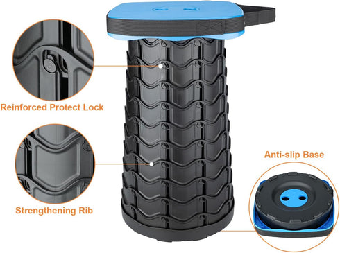 Boreeman 400lbs, Upgraded Collapsible Stool, Square Portable Stool, Lightweight Yet More Sturdy with Load Capacity
