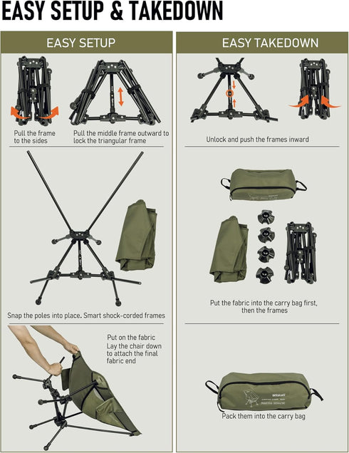 WildCall Compact Folding Beach Chair with Anti-Sink Feet