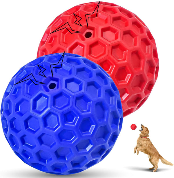CHEODIN 2 Pack Indestructible Squeaky Dog Balls for Aggressive Chewers, Interactive Dog Toys