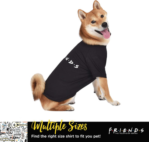 Iconic Logo Dog T-Shirt in Black, Soft Lightweight Pull-Over for Medium Dogs, Size Medium (M)