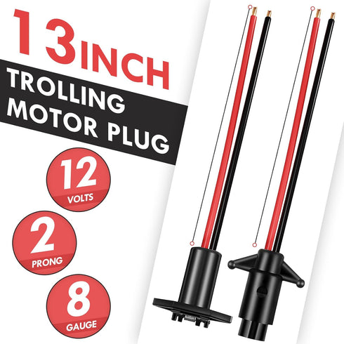 Trolling Motor Plug, 12V 24V 8 Gauge 2 Wire Receptacle Compatible with Minn Kota, Quick Connect Socket