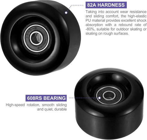 PATIKIL 8 Pack Roller Skate Wheels, 58mmx32mm Quad Wheels with ABEC-9 Bearing, 82A PU, Includes 2 Toe Stoppers