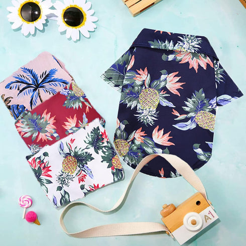 Pack of 4 Hawaiian Dog Shirt Summer Breathable Pet Clothes Dog Sweatshirts Cool Coconut Tree Pineapple Beach Dog Shirts for Small Medium Large Dog Cat Boy Girl Cute Dog Polo Apparel XS-5XL (XL)