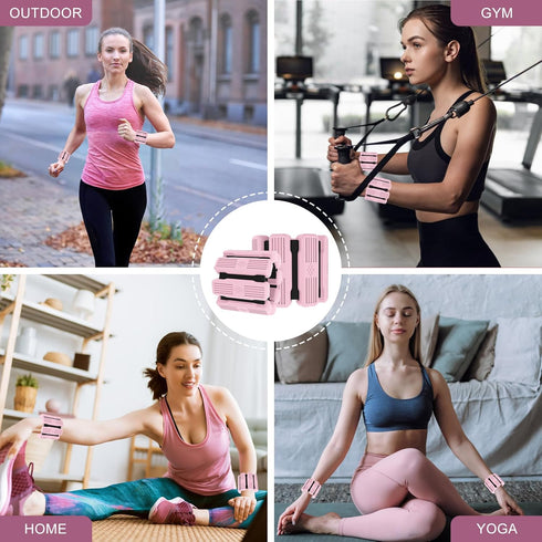 Pilates Wrist & Ankle Weights for Women, Adjustable Set of 2 (1Lbs Each) for Walking, Yoga, Dance