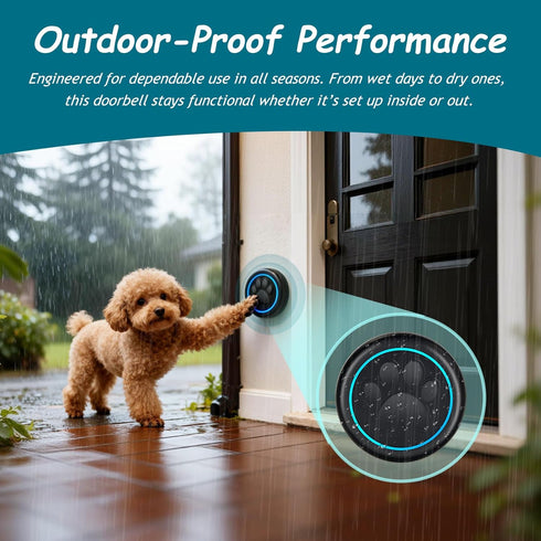 Communication, Potty(2 1 Halo Paw Smart Dog Door Bell Touch-to-Ring BK Dog Bells to Go Outside, LED Light Wireless Dog
