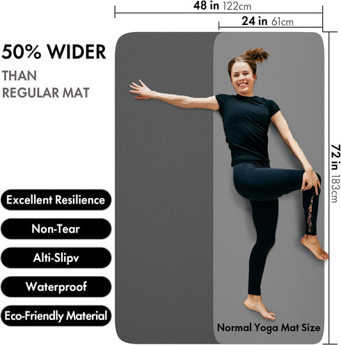 FrenzyBird Large Yoga Mat 6 'x 4' Non-Slip Fitness Mat for Gym and Floor Workouts