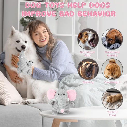 Dog Toys for Small Medium Large Dogs, Plush Animal Interactive Puppy Toys, Cute Squeaky Elephant Dog Toy