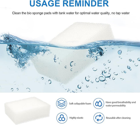 Adabuing 70/Fluval 70 40-70 6 Pack Aquarium Replacement Filter Sponge Media Pads, Foam Insert Compatible with AquaClear