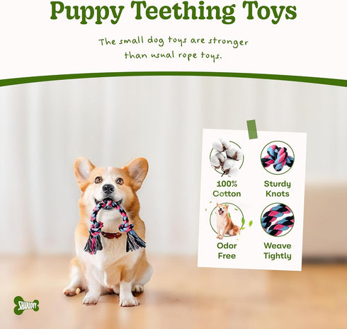 SHARLOVY Puppy Rope Toy - Dog Rope Toy for Small Dogs, Cotton Interactive Tug of War Chew Toy for Puppies