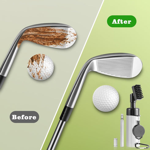 Pro Golf Club Cleaner Brush with Golf Groove Sharpener Tool, 8 Inches Water Brush with Clip