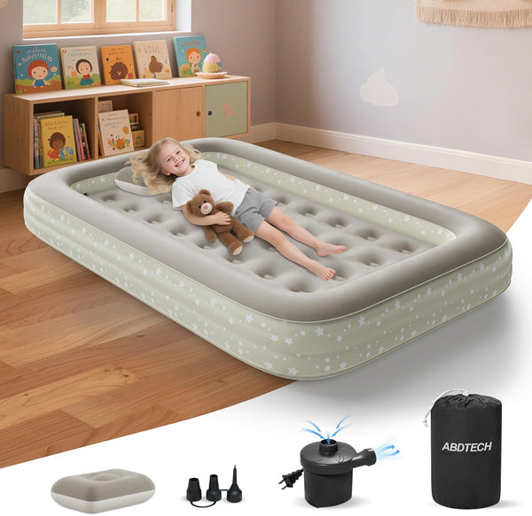 Inflatable Toddler Travel Bed: Portable Blow Up Travel Toddler Bed with Safety