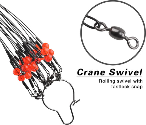 Saltwater Fishing Wire Leader with Swivels Snaps Stainless Steel Fishing Rigs for Lures Bait Hooks