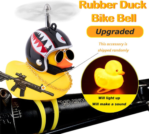 wonuu Rubber Duck Bike Bell, Squeeze Ducks with Helmet for Cycling and Motorcycle Accessories