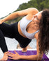 Upgrade Instructional Yoga Mat with 75 Poses Printed, 6mm Travel Mat with Bag, Purple & Blue