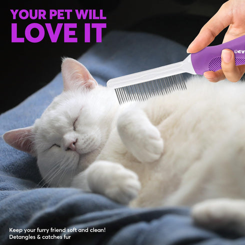 Grooming Comb for Dogs and Cats, Detangling Pet Comb with Long and Short Stainless Steel Teeth