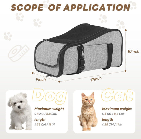 9 Lbs X-ZONE PET Dog Car Seat Pets Center Console Portable Booster Seats with Washable Cushion Safety Belt for Small