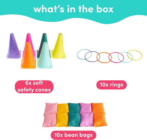 3 1 The Twiddlers - in Ring Toss Carnival Games for Kids Party Outdoor. Colorful Bean Bags, Cones and Ring Toss Game