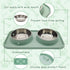 BNOSDM Double Dog Food Bowls with Non-Spill Plastic Mat, Pet Feeder Bowl Set for Small Medium Dogs