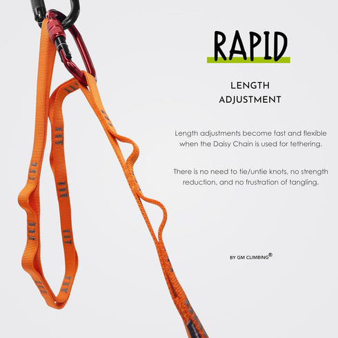 GM CLIMBING 16mm Nylon Daisy Chain Sling - 22kN, 120cm / 48in, CE UIAA Certified for Climbing and Rigging