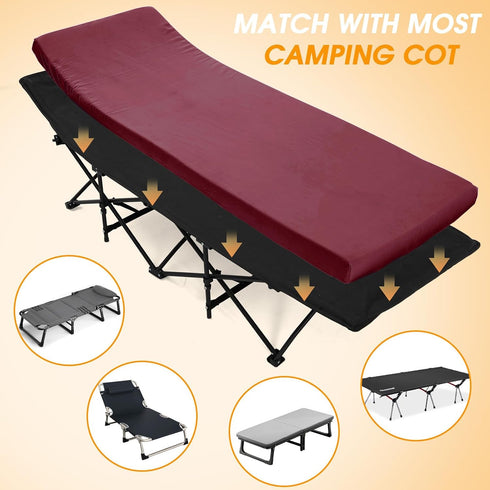 2in CYMULA Camping Cot Mattress Memory Foam Sleeping Pad,Soft Warm Non-Slip Camping Mattress Topper with Retaining