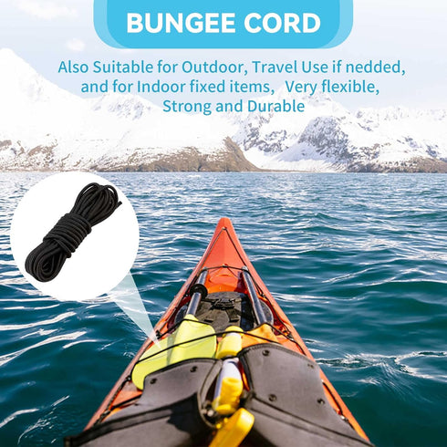 Kayak Deck Rigging Kit, 8 Feet Bungee Cord with Hooks and Fishing D-Ring for Kayak Boat Canoe